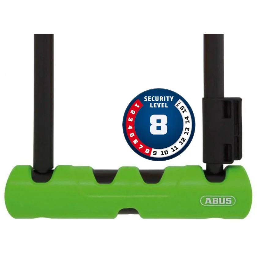 Abus Ultra 410 U Bolt 230 x 12mm Bike Lock SH34 Bracket Green PedL E Bikes E Scooters