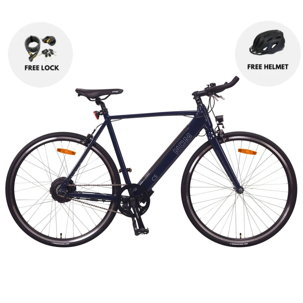 NCM C5 Trekking E-Bike, City-Bike 250W, 36V 12Ah 432Wh Battery [Blue- Large]