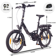 Load image into Gallery viewer, NCM Paris Max N8R Folding E-Bike, Powerful Electric Bike 36V 14Ah 540Wh Battery, [Black 20]
