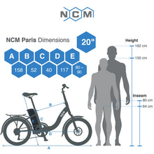 Load image into Gallery viewer, NCM Paris+ Folding E-Bike, 250W, 36V 19Ah 684Wh Battery, [Dark Blue 20]
