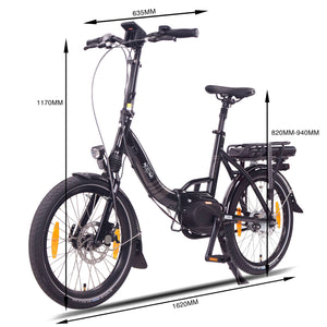 NCM Paris Max N8R Folding E-Bike, Powerful Electric Bike 36V 14Ah 540Wh Battery, [Black 20]