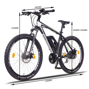 NCM Prague Electric Mountain Bike, E-Bike, E-MTB, 250W, 36V 13Ah 468Wh Battery [Black 27.5]