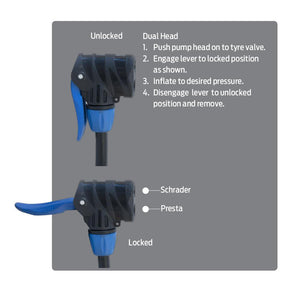 AZUR FLOOR BIKE PUMP - SP45 FLOOR PUMP 160PSI STEEL BARREL & BASE