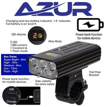 Load image into Gallery viewer, USB Aurora 1200 Lumens With Power Bank Head Light
